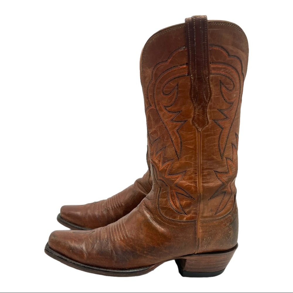 Lucchese Brown Leather Western Heeled Boots